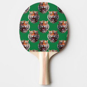 Tigerkopf-Musterdesign Grün Tischtennis Schläger