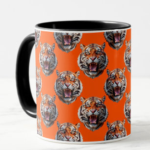 Tigerkopf-Musterdesign Orange  Tasse