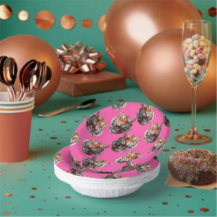 Tigerkopf-Musterdesign Rosa Pappteller
