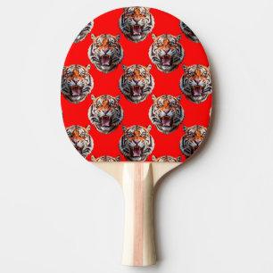 Tigerkopf-Musterdesign Rot Tischtennis Schläger