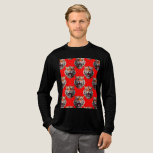 Tigerkopf-Musterdesign Rot Tri-Blend Shirt