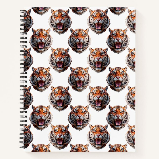 Tigerkopf-Musterdesign - Weiß   Notizbuch (Vorderseite)