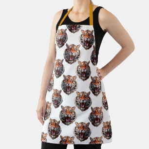 Tigerkopf-Musterdesign - Weiß Schürze