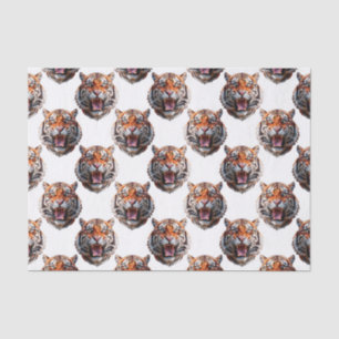 Tigerkopf-Musterdesign - Weiß Seidenpapier