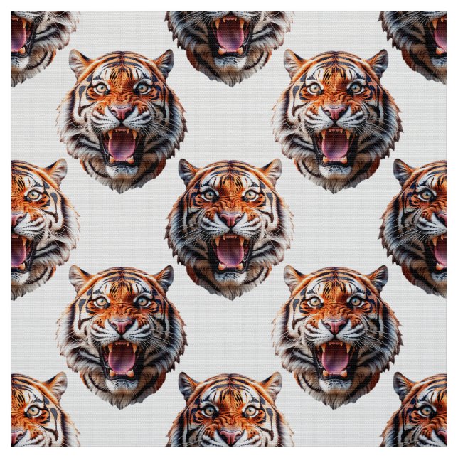 Tigerkopf-Musterdesign weiß Stoff (Muster)