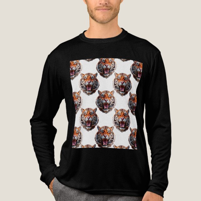 Tigerkopf-Musterdesign - Weiß   Tri-Blend Shirt (Vorderseite)