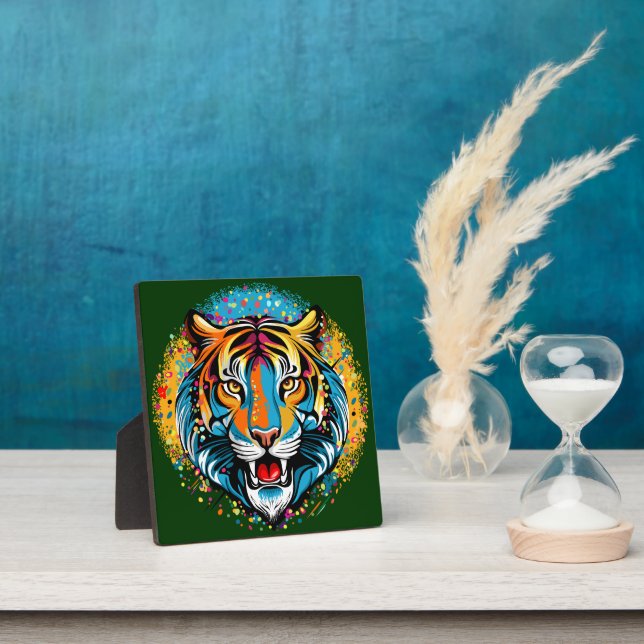 Tigerkopf-Regenbogenfarben-Farbflecken Fotoplatte (InSitu)