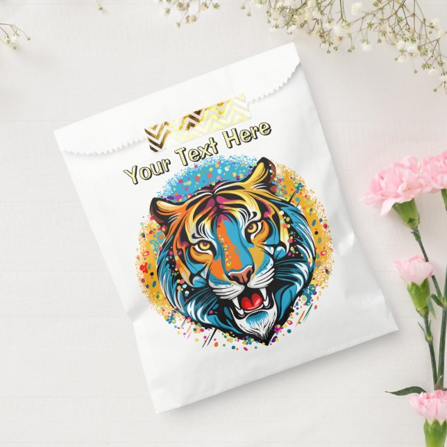 Tigerkopf-Regenbogenfarben-Farbflecken Geschenktütchen (Versiegelt)