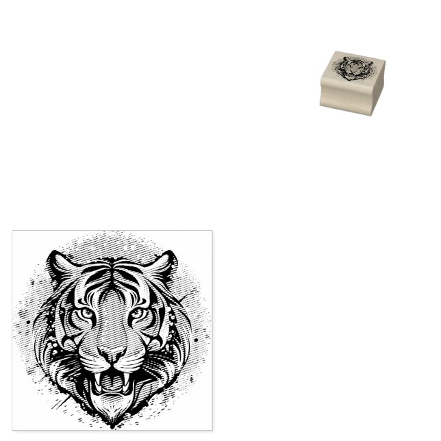 Tigerkopf-Regenbogenfarben-Farbflecken Gummistempel (Stempel)