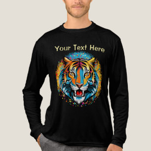 Tigerkopf-Regenbogenfarben-Farbflecken Tri-Blend Shirt