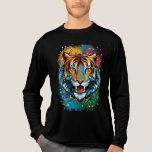 Tigerkopf-Regenbogenfarben-Farbflecken Tri-Blend Shirt