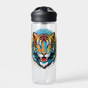 Tigerkopf-Regenbogenfarben-Farbflecken Trinkflasche