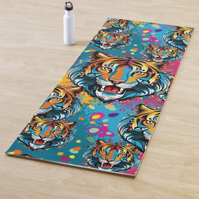 Tigerkopf-Regenbogenfarben-Farbflecken Yogamatte (Beispiel)