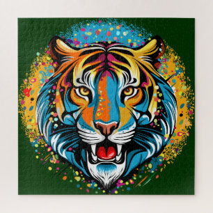 Tigerkopf-Regenbogenfarben malen Flecken