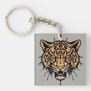 Tigerkopfillustrierung Schlüsselanhänger