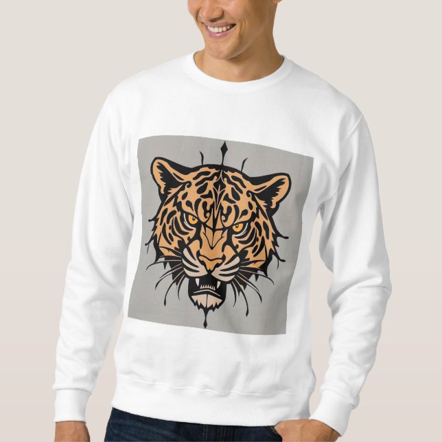 Tigerkopfillustrierung Sweatshirt (Vorderseite)