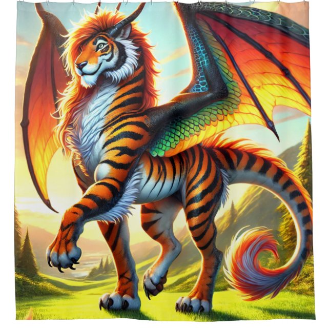 Tigerkreatur Duschvorhang (Vorderseite)