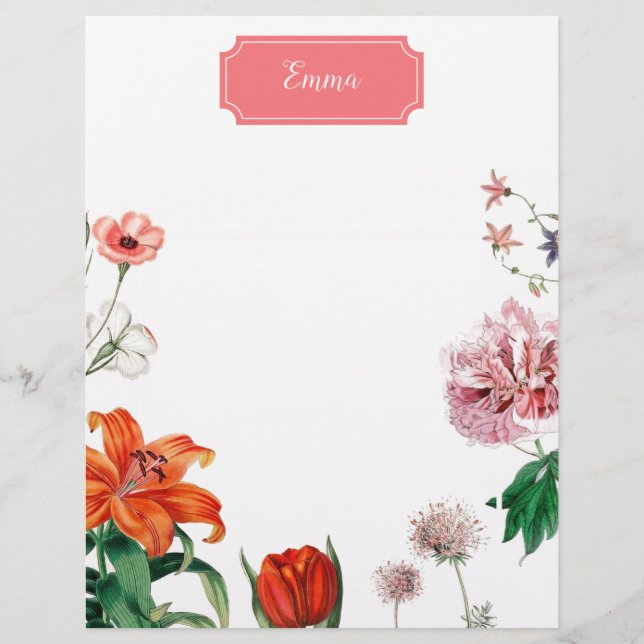 Tigerlilie, Tulpenblume Briefbogen (Vorderseite)