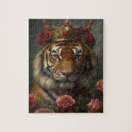 Tigermalerei mit Krone und Rose