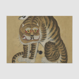 Tigerminhwa mit Elster Seidenpapier