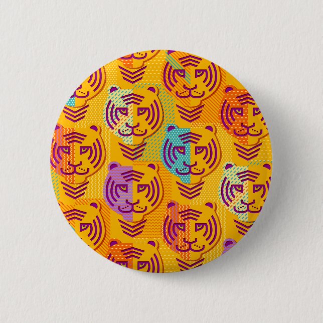Tigermuster auf dunkelgelbem Hintergrund Button (Vorderseite)