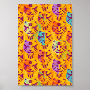 Tigermuster auf dunkelgelbem Hintergrund Poster