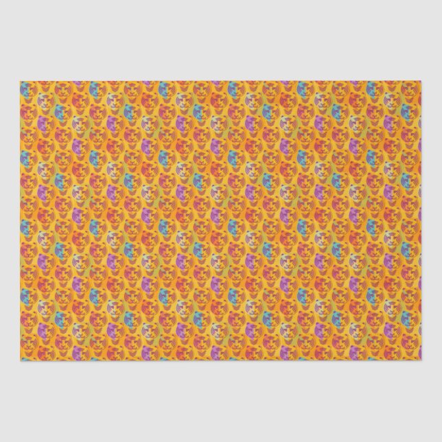 Tigermuster auf dunkelgelbem Hintergrund Seidenpapier (Vorderseite)