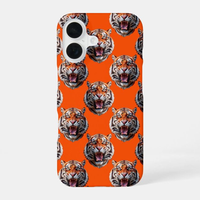 Tigermuster-Design Orange iPhone 16 Hülle (Rückseite)