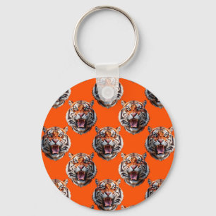 Tigermuster-Design Orange Schlüsselanhänger