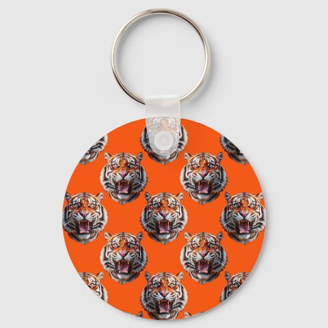 Tigermuster-Design Orange Schlüsselanhänger (Vorderseite)