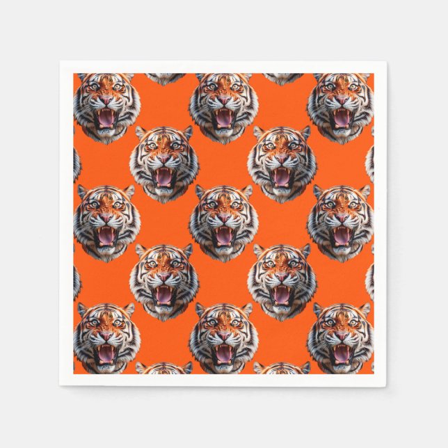 Tigermuster-Design Orange  Serviette (Vorderseite)