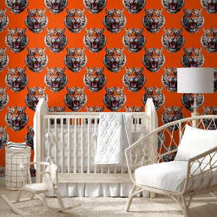 Tigermuster-Design Orange Tapete