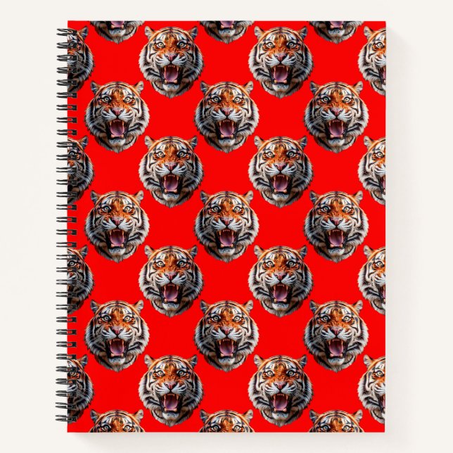Tigermuster-Design Rot Notizbuch (Vorderseite)