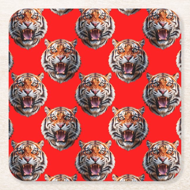 Tigermuster-Design Rot Rechteckiger Pappuntersetzer (Vorderseite)