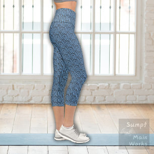 Tigermuster in Blau Capri Leggings