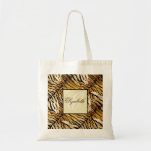 Tigermuster, Monogramm, stilvoll, Tiger, gestreift Tragetasche