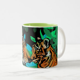 Tigermutter und Jungtier Zweifarbiges Kaffeetasse