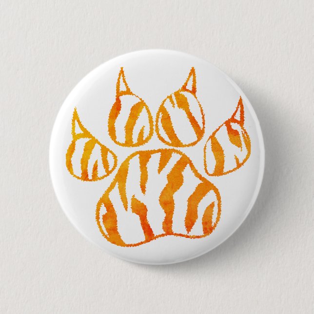 Tigerpaw mit Aquarellfarbe - Eigener Druck Button (Vorderseite)