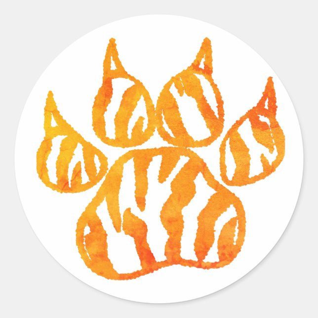 Tigerpaw mit Aquarellfarbe - Eigener Druck Runder Aufkleber (Vorderseite)