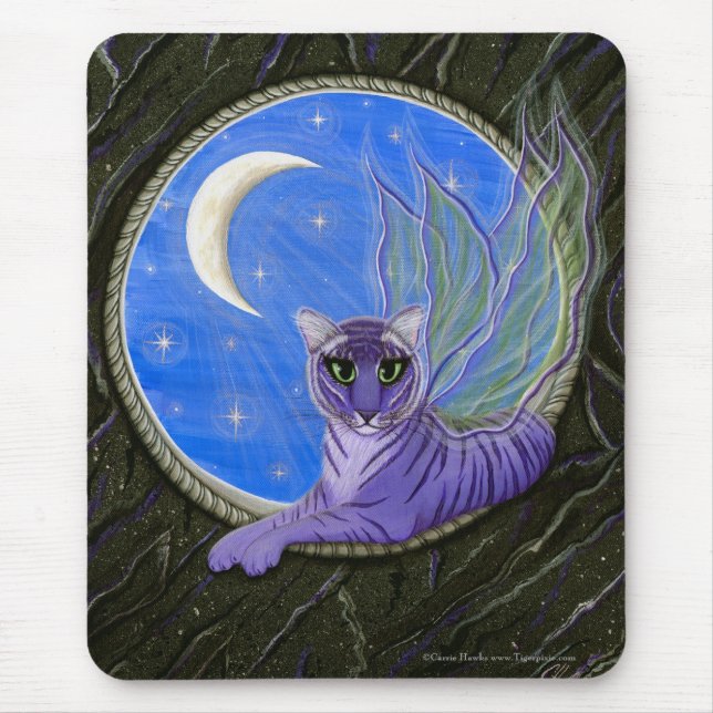 Tigerpixie feenhafte Tiger-Fantasie-Katzen-Kunst Mousepad (Vorne)