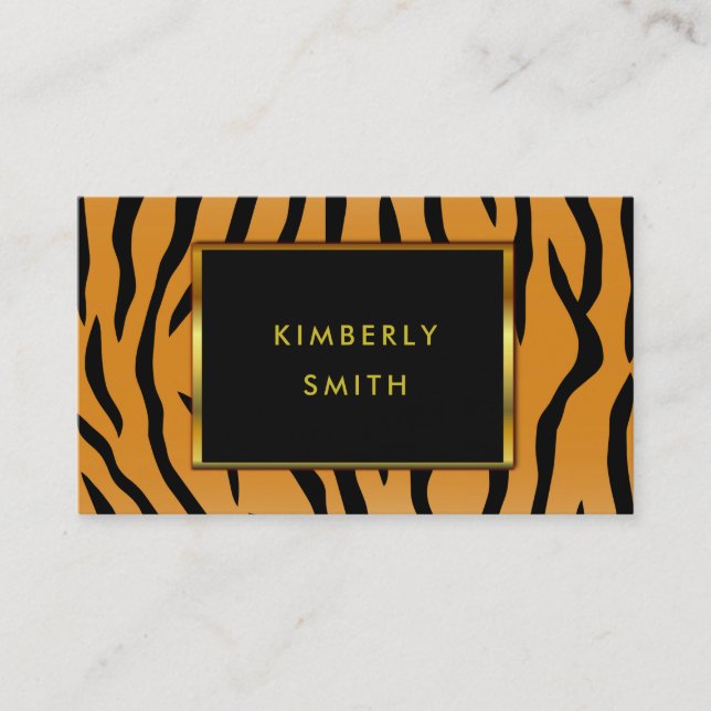 Tigerprint Schwarzes Gold minimalistisch beruflich Visitenkarte (Vorderseite)
