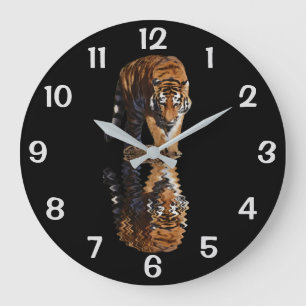 Tigerreflektion Große Wanduhr