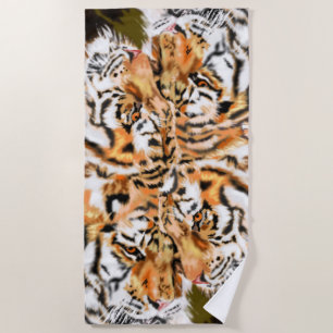 Tigers Couple Beach Handtuchfamilie Spiegelbild Strandtuch