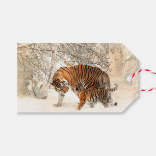 Tigers d'hiver étiquettes cadeaux personnalisées