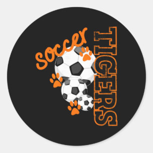 Tigers Fußball Ll Fußll Maskottchen Pfotenabdrücke Runder Aufkleber