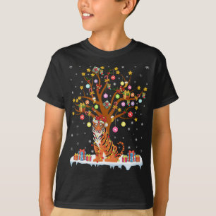 Tigers Lighting Xmas Tree Geschenk Tiger Weihnacht T-Shirt