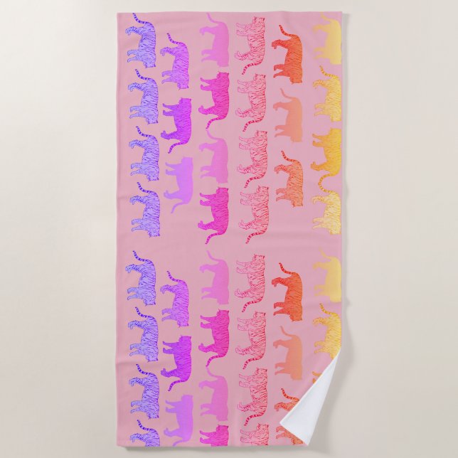 Tigers Painting Style Beach Handtuch (Vorderseite)