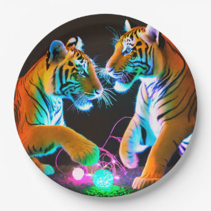 Tigers Paper Teller, 9" Rundpapierplatte Pappteller