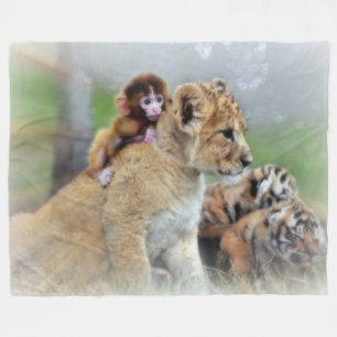 Tigers und Monkey Fleece Blanket
