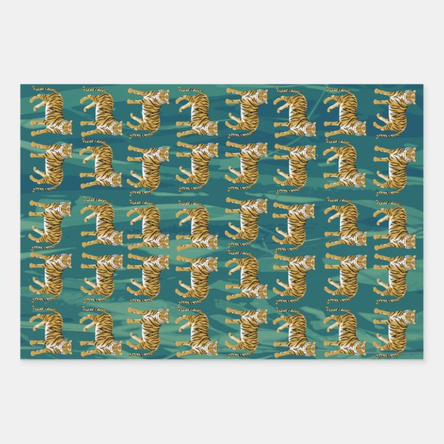 Tigers Wrapping Paper Sheets Geschenkpapier Set (Vorderseite)